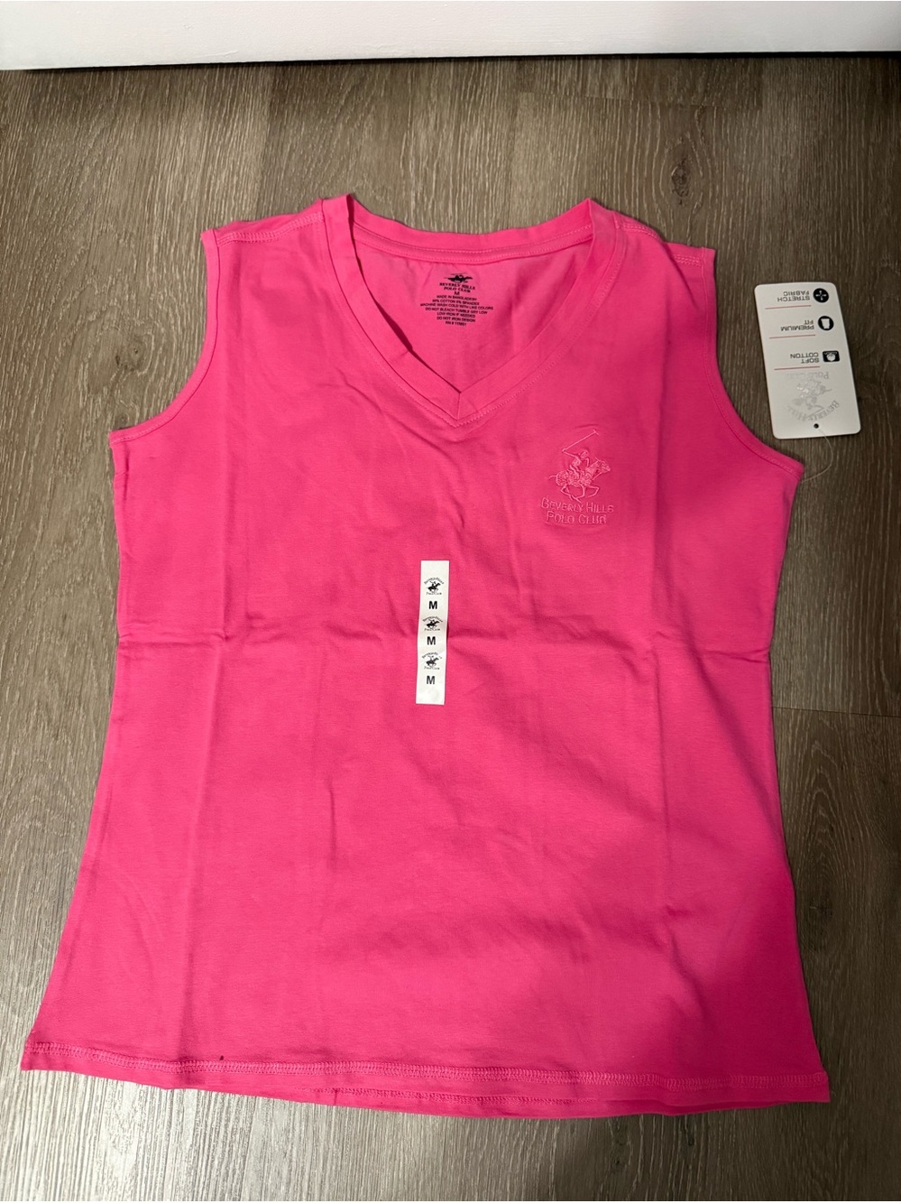 Beverly Hills Polo Club V-Neck Sleeveless Tank - Hot Pink